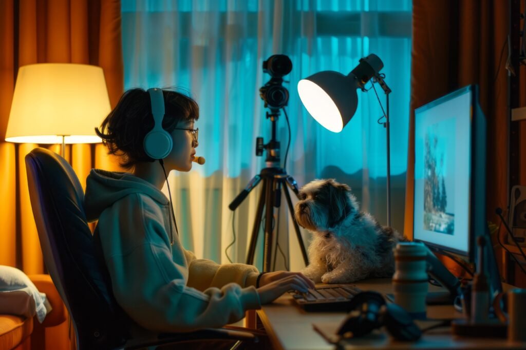 woman on a laptop - ai for music videos